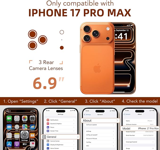 BERFY for iPhone 17 Pro Max Case, Compatible with MagSafe, Built-in Privacy Screen Protector, Camera Protection, Shockproof Full Body Phone Case 6.9", Clear