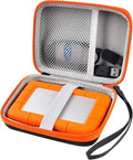 Case Compatible with LaCie Rugged Mini 1TB/ 2TB/ 4TB/ 5TB External Hard Drive Portable HDD, Storage Holder for Hard Drives for Mac and PC Computer & USB 3.0 2.0 Cable SD Cards (Orange)