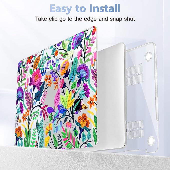 May Chen for MacBook Pro 16 inch A2141 2020 2019, Plastic Pattern Hard Shell Case Screen Protector & Keyboard Cover for MacBook Pro 16-inch, Colorful Flowers and Tropic Leaves