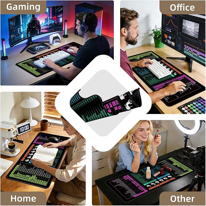 Galdas Gaming Mouse Pad XXL XL Large Long Extended Big Mousepad Non-Slip Rubber Keyboard Mouse Pad with Stitched Edges for Laptop Home Office (31.5x11.8x0.08 Inch) -Notes