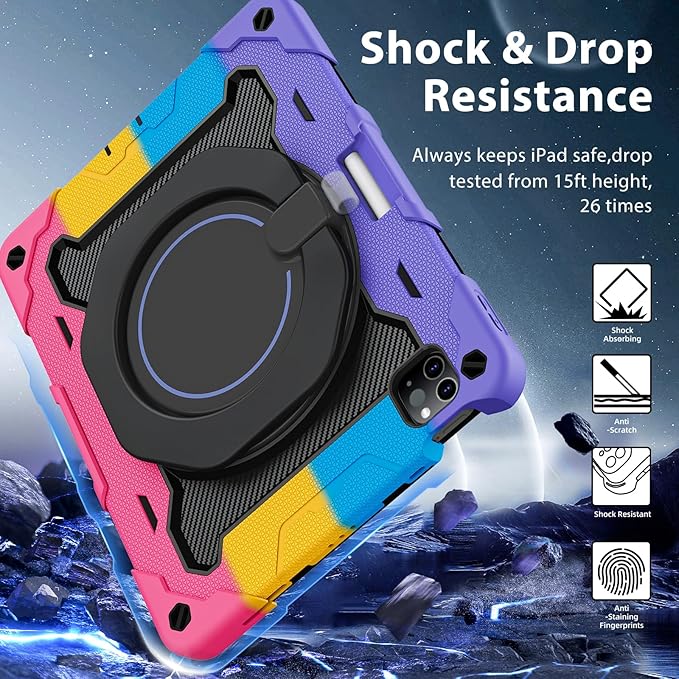 ROISKIN for iPad Air 11 inch M4/M3/M2 Case, iPad Pro 11 inch 4th/3rd/2nd/1st Generation,iPad Air 5th/4th 10.9 inch Case,Heavy Duty Shockproof with 360 Stand Handle Shoulder Strap Pen Holder for Kids