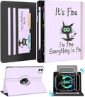 Kidcube for iPad Pro 11 Inch Case M4 2024 5th Generation - Women Girls Kid Cute Rotating Stand Folio Cover with Pencil Holder & Card Slot Girly Kawaii Cat Design for iPad Pro 11'' Case 2024 M4 5th Gen