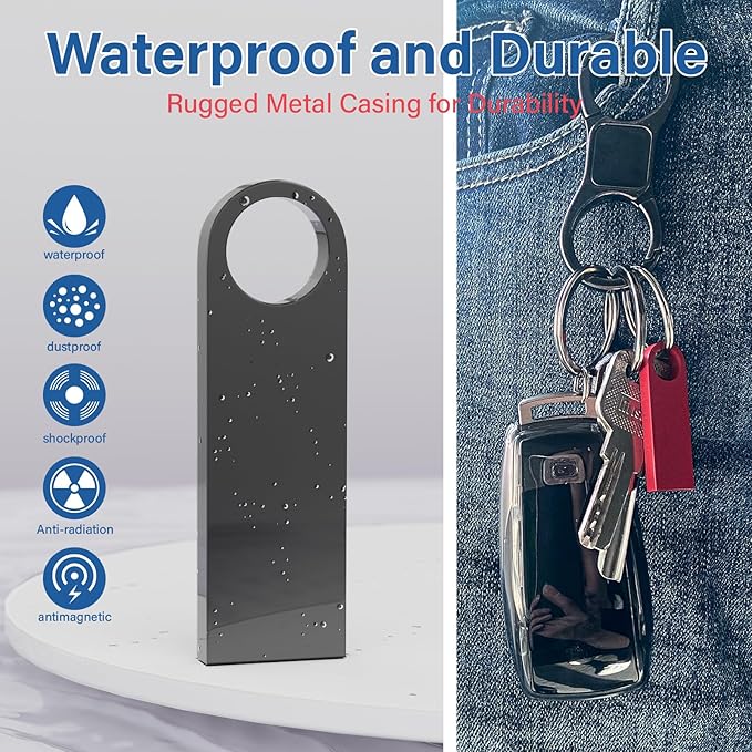 Customizable Flash Drives 1GB, Wooolken Personalized USB 2.0 Thumb Drives 10/20/50/100 Pack, Logo Pendrive Custom Memory Stick USB Engraved Logo (Metal)