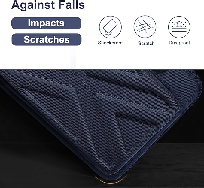 MOSISO 15.6-16 inch Laptop Hard Case, 15 inch Shockproof Waterproof Laptop Case Hard Shell Compatible with MacBook HP Dell, Carrying Sleeve Computer Bag with Sturdy Handle&Front Pocket&Belt, Navy Blue
