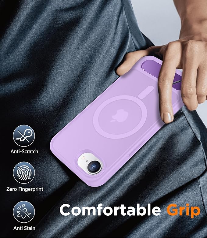 Magnetic Compatible with SE4 Case, [Built-in Invisible Kickstand][Military Grade Shockproof] Slim Translucent Matte Phone Case