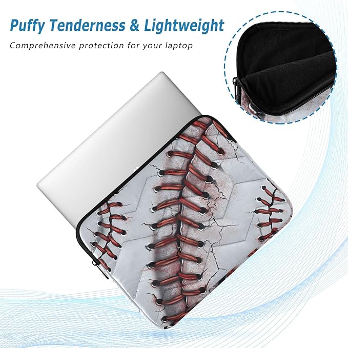Baseball Laptop Case Sleeve, Vintage Baseball Pattern Shockproof Protective Computer Carrying Cover, Briefcase Handbags 13-13.3inch Laptop Sleeve Bag