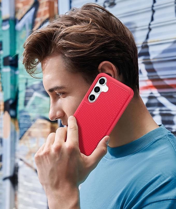 FNTCASE for Samsung Galaxy S25-Plus Case: S24-Plus Dual Layer Heavy Duty Phone Protective Cover Shockproof Rugged with Non-Slip Textured - Military Drop Protection Bumper Tough - 6.7 inch (Red)