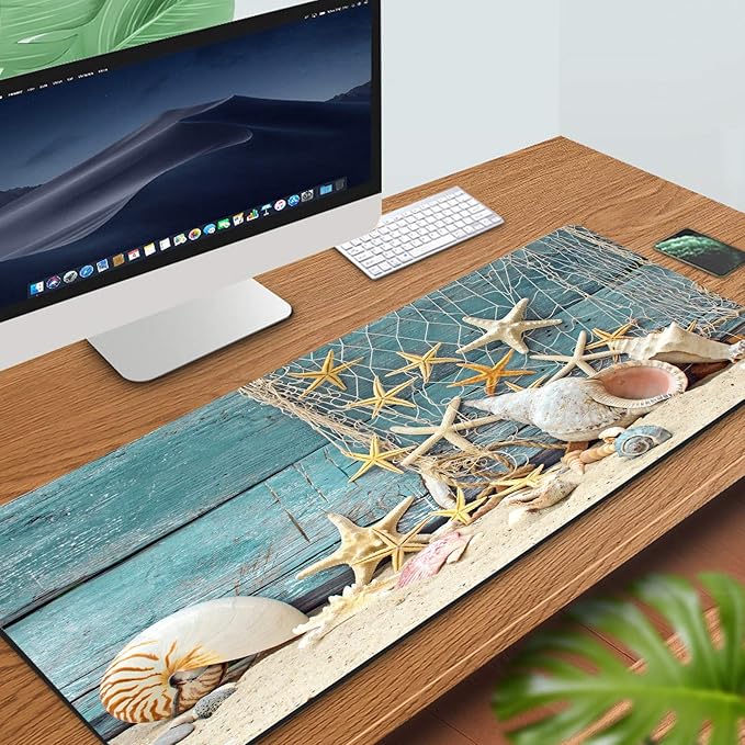 31.5x11.8 Inch Non-Slip Long Extended Large Gaming Mouse Pad with Stitched Edges XL Laptops Keyboard Mouse Mat(Starfish)