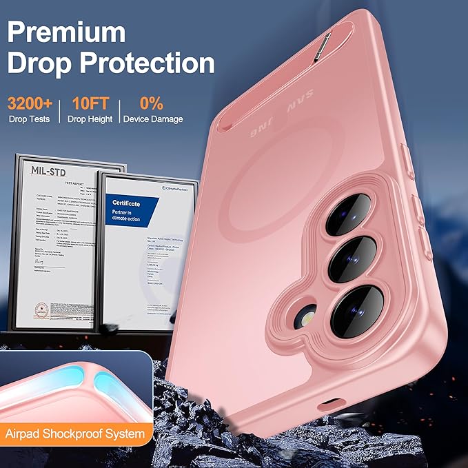 Magnetic for Samsung Galaxy S26+ Plus Case, [Compatible with MagSafe][Full Camera Protection][Built-in Invisible Kickstand] Translucent Matte Phone Case for S26 Plus 6.7" - Pink