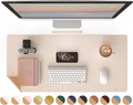 RENMTURE Dual-Sided Mouse Pad, Natural Cork & PU Leather Large Desk Pad for Office and Home Work, Desk Protector Non-Slip, Waterproof, Easy Clean (Apricot, 36"x17")