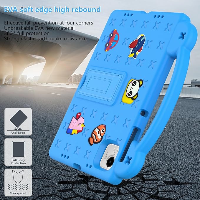 AKABEILA Compatible with Honor Pad X9a 2025 11.5 inch Tablet Case, Kids Friendly Universal Lightweight Shockproof Protective Case with Shoulder Strap & Stand Handle Sky Blue
