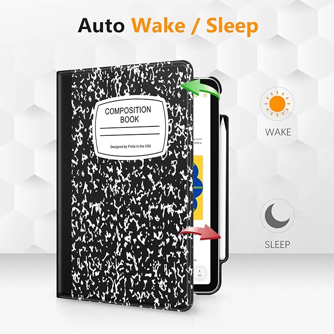 Fintie Rotating Case for iPad Air 11-inch M4/M3/M2 (2026/2025/2024), iPad Air 5th (2022) / 4th Generation 10.9 Inch - 360 Degree Rotating Protective Stand Cover with Pencil Holder, Composition Book