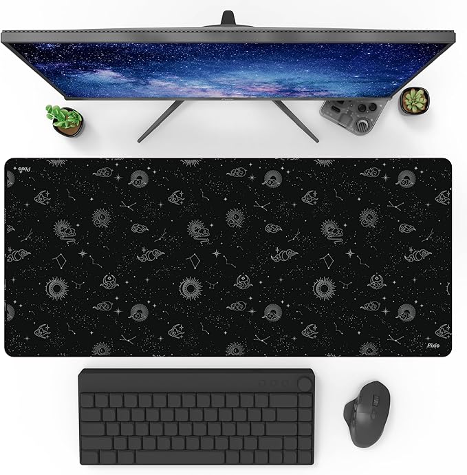 Pixio Mouse Pads - 36 x 16 inch XXL Celestial Black Multifunctional Large Desk Mats for Gaming, Office, Desktop Anti-Slip Waterproof Washable Computer Mouse Mat