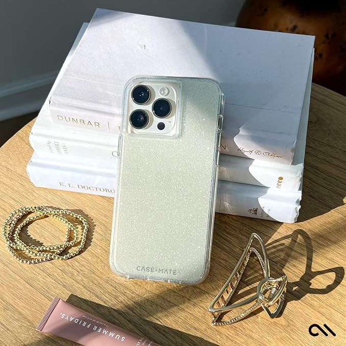 Case-Mate iPhone 15 Pro Max Case - Sheer Crystal Champagne Gold [12ft Drop Protection] [Wireless Charging Compatible] Luxury Cover w/Cute Bling Sparkle for iPhone 15 Pro Max 6.7", Anti-Scratch, Slim