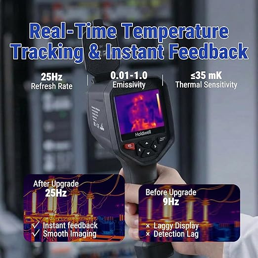 Thermal Imaging Camera, 256×192 IR Resolution with 2MP Visual Camera, 3.5" 640×480 IPS, WiFi, -4°F to 1022°F, ≤35mK for HVAC Electrical Inspection
