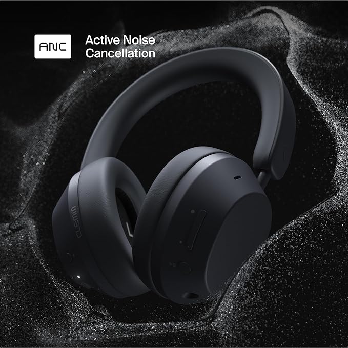 Clemm Ambience Over-Ear Headphones with Microphone, Noise Cancelling and Transparency Mode, 65H Playtime, Memory Foam, Graphite