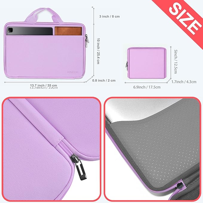 Hseok 13 14 inch Laptop Case Sleeve with Small Case,TSA Computer Handbag Compatible with MacBook Neo/Pro 14 M5/M4/M3/M2/M1,All Models 13.3" MacBook Air/Pro,XPS 13/14,Most 13-14 Notebooks,Purple