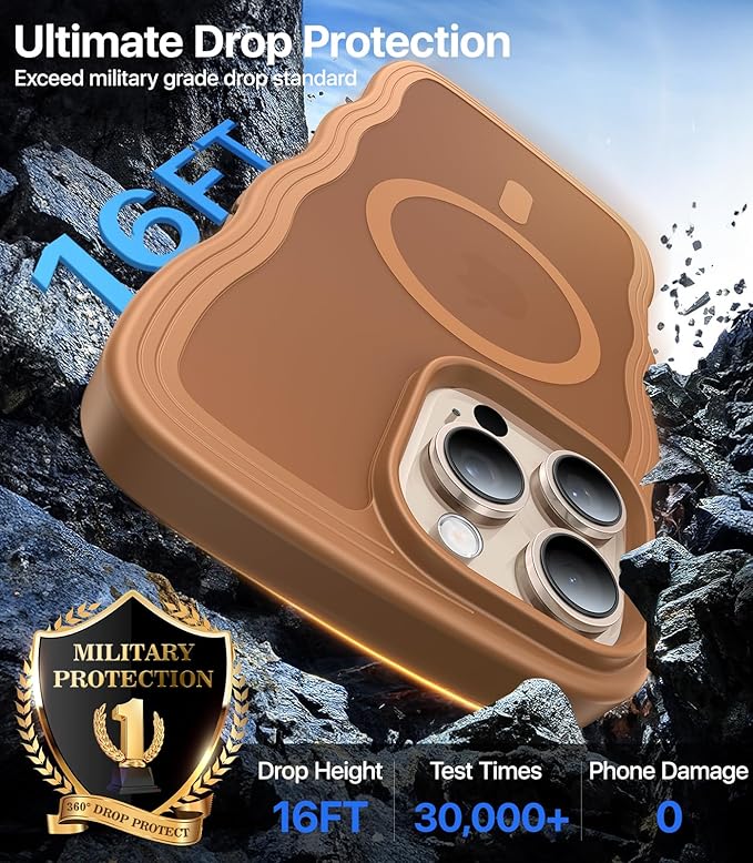 Magnetic for iPhone 16 Pro Max Case[Compatible with MagSafe][Military-Grade Drop Protection][Anti-Yellowing]Shockproof Protective Translucent Matte Cover for iPhone 16 Pro Max Phone Case,Brown