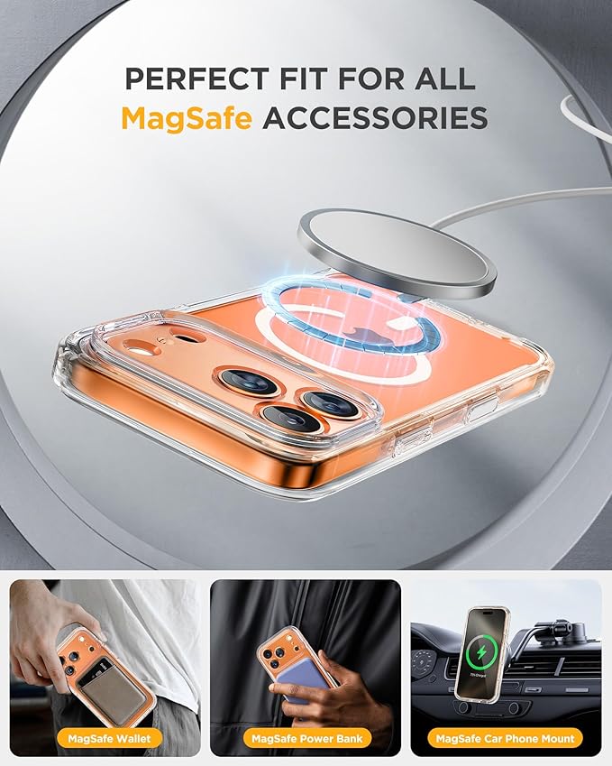 Miracase Magnetic for iPhone 17 Pro Case 6.3" [Compatible with MagSafe] Full-Body Phone Case with Built-in Glass Screen Protector & Camera Control,Drop Proof iPhone 17 Pro Cover, Clear