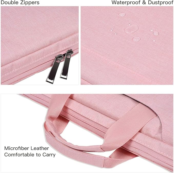 11.6-12.9 Inch Laptop Bag Sleeve Women Ladies TSA Briefcase for Macbook Neo 13 A18 Pro A3404, 13" iPad Pro M5 M4, iPad Air 13 M4 M3 2026 2025, iPad 12.9", Acer Lenovo Dell Chromebook 11.6" Case, Pink