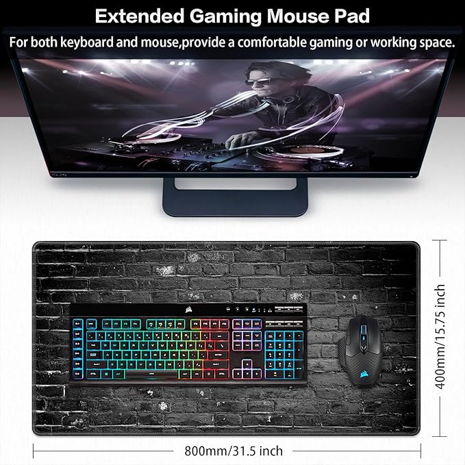 Canjoy Gaming Mouse Pad, Large Extended Mouse Pad Big Computer Mousepad for Home Office Gaming Work 31.5x15.7inch
