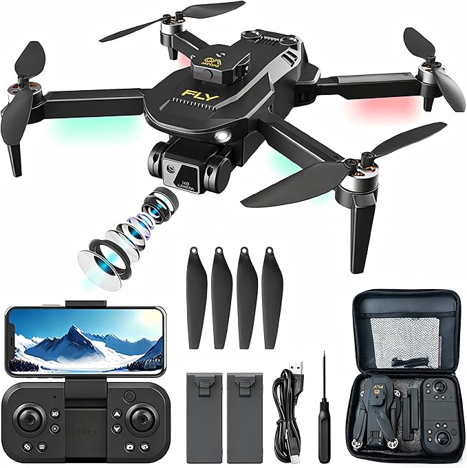 Drone with 1080P HD Camera, Foldable Mini Drone with One Key Take Off/Land, Gesture Control, Intelligent Obstacle Avoidance, 3D Flip, 2 Batteries, Easier to Use, for Adults Teen Boys Girls Beginners