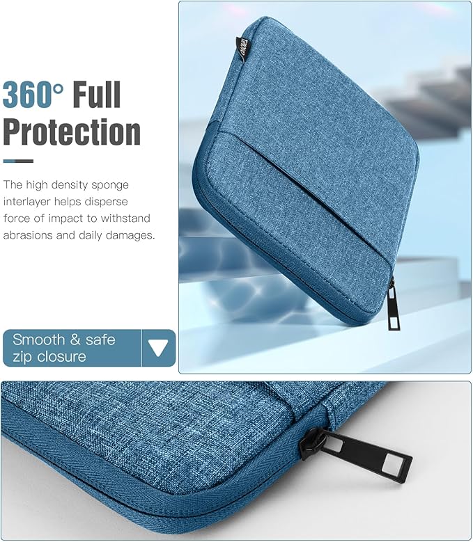 TiMOVO 8-9 Inch Tablet Sleeve Case for All-New iPad mini 7 (A17 Pro, 2024), iPad mini 6 (8.3-Inch, 2021), iPad mini 5/4/3/2/1, Portable Protective Bag with Pockets for iPad mini, Blue