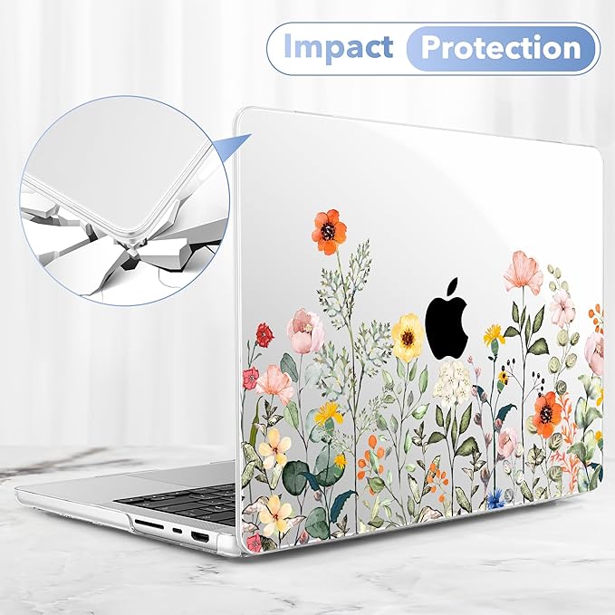 May Chen for 2026 MacBook Pro 14-inch M5 M4 M3 M2 M1 Pro/Max Chip, Release 2026 2025-2021, Model A3427 A3426 A3434 A3112 A3401 A3185, Plastic Hard Shell with Keyboard Cover, Spring Flowers