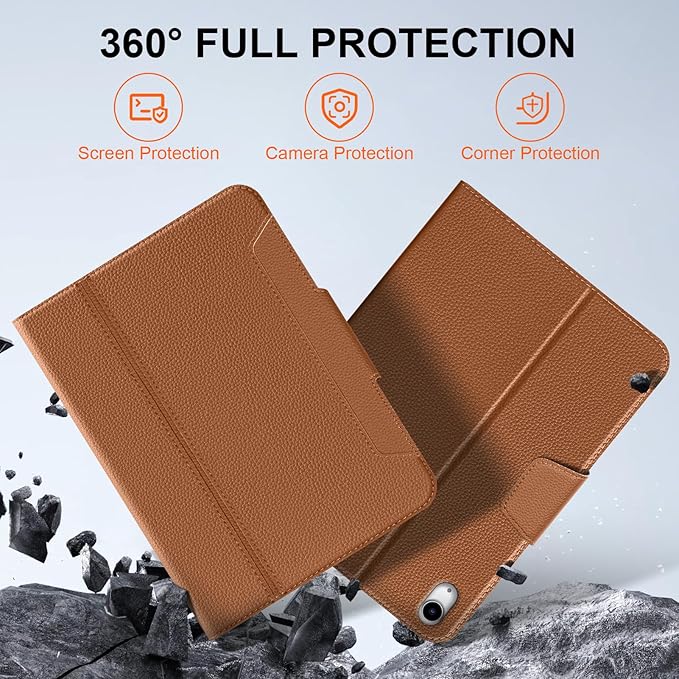 Case for iPad 11th/10th Gen 11"/10.9 Inch (2026-2022) with Pencil Holder, Smart Leather Cover with Buckle, Protective, Auto Wake/Sleep, Adjustable Stand, Multiple View Angles, Brown