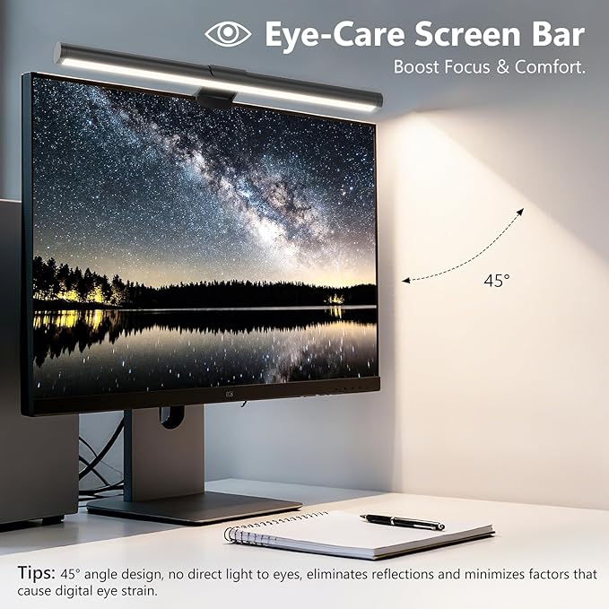 Monitor Light Bar, Eye-Care USB Reading Mnitor lamp, 11.8'' LED Computer Lights with Ultrawide Lighting, 3 Color Temperature Dimmable Desk Light for Home Office Gaming