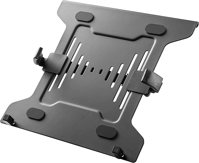 HumanCentric Laptop VESA Mount Tray for Monitor Arms and Stands, Fits 75x75 and 100x100 mm VESA Mount Holes, Fully Secures Laptop with Adjustable Clamps 9.5" to 16.5” Width, Rubber Pads