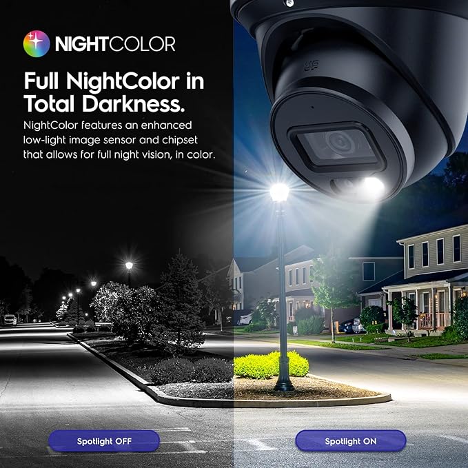 Amcrest 4K Night Color AI Turret IP PoE Camera 49ft Full Color Nightvision, Security IP Camera, Built-in Microphone, Human Detection, Perimeter Protection, 129° FOV, 4K@15fps IP8M-2779EB-AI (Black)