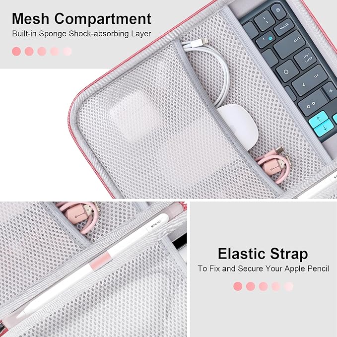 Lacdo Tablet Sleeve Case for 11 inch iPad A16 / 11 inch iPad Air M4 M3 M2 / 11" iPad Pro M5 M4 / 10.9" iPad Air /10.2" iPad, 11" Samsung Galaxy Tab A9+ Hard Shell Protective Tablet Carrying Case, Pink