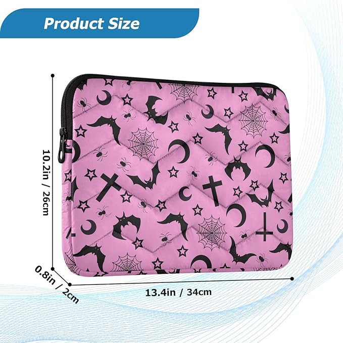 Cute Laptop Sleeve 13 inch Bats Crosses Stars Gothic Laptop Bag 14 inch Waterproof Computer Bag for Women Laptop Accessories Computer Cover Bag for Tablet Men, A06D24018