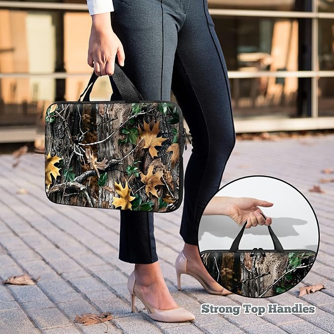 Universal Laptop Sleeve Tablet Case 12 inch, Camo Leaf Slim Carrying Case Durable Handbag Travel Laptop Bag for Surface Pro 9 8 7/Laptop Go 2 3, MacBook Air 11/12