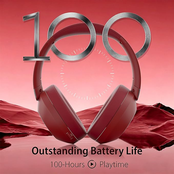 Headphones Wireless Bluetooth, 100H Playtime Active Noise Cancelling Headphones, Bluetooth Headphone with Mic, Over Ear Wireless Headphone with Deep Bass