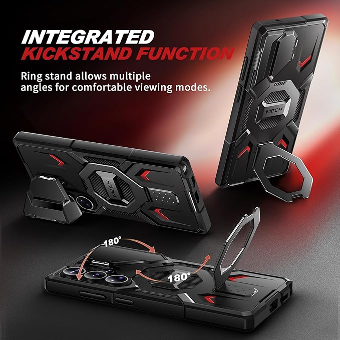 TONGATE for Samsung Galaxy S26 Ultra Case with Magnetic Stand, Compatible with MagSafe [Built-in Camera Cover & Ring Holder][Military-Grade Protection] Anti-Slip Rugged Phone Case for S26 Ultra, Black