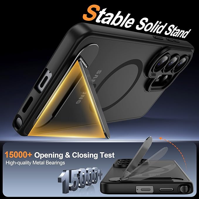 Magnetic for Samsung Galaxy S26 Ultra Case, [Compatible with MagSafe][Full Camera Protection][Built-in Invisible Kickstand] Translucent Matte Phone Case for S26 Ultra 6.9" - Black