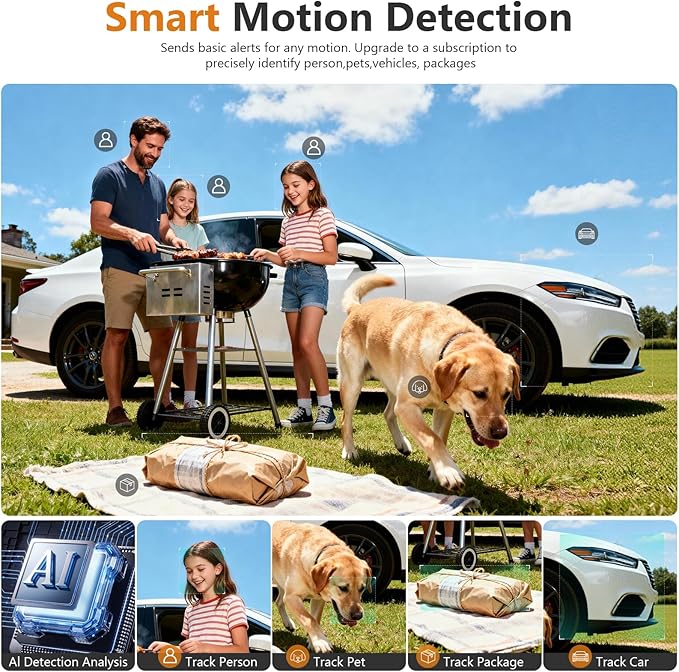 2K FHD Security Camera Wireless Outdoor Cameras for Home Security,AI Human Detection,Instant Alert,Color Night Vision,SD/Cloud Storage,Solar/Battery Powered,2.4G WIFI Only,Spotlight,Siren Alarm,4 Pack