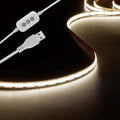 dephen 4.9ft Dimmable LED Strip Lights, 5v 4000K Daylight Dotless COB String, Flexible and Cuttable Rope Lighting, Self Adhesive Tape for TV Backlight, Bedroom, Cabinet, Kitchen, DIY