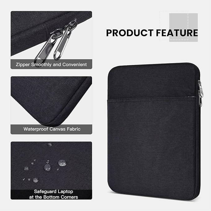6-7 inch Kindle Sleeve Case for 7" Kindle Colorsoft Signature Edition and All-New Kindle Paperwhite, Fire HD 7, Kobo Clara 2E e-Reader 6" Protective Pouch Bag, Black