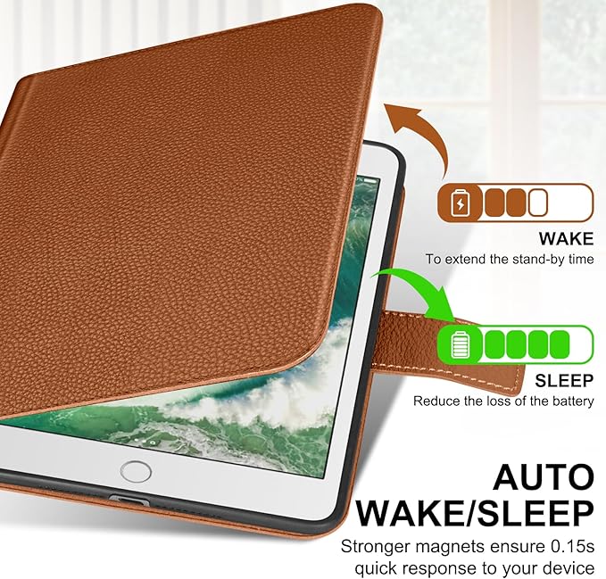 Genuine Leather Case for iPad mini 5th / 4th Generation 7.9’’ (2019/2015) | Slim Protective Cover with Adjustable Stand, Auto Wake/Sleep, Magnetic Closure, Premium Leather | Brown