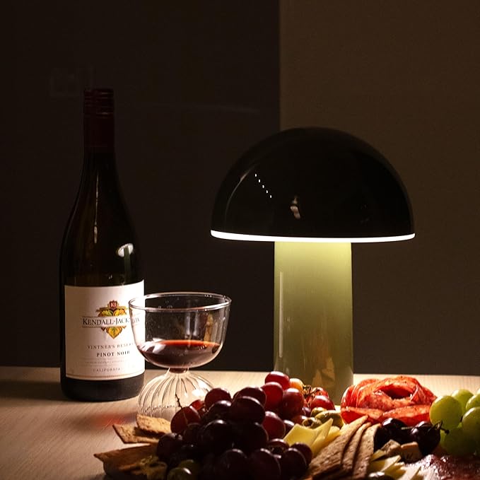 Brightech Celia Table Lamp – 10" Touch-Controlled Mushroom Desk Lamp, Cordless & Dimmable LED, Portable Bedside Night Light, Sustainable Mood Light, Recycled Modern Patio Lamp for Home Décor – Green