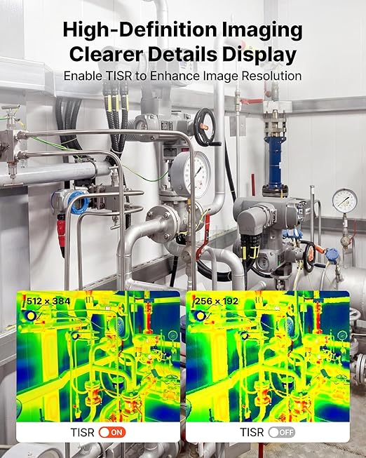 VEVOR 2025 Upgraded Thermal Imaging Camera for Android, 512 x 384 TISR Super Resolution, 25HZ Refresh Rate Infrared Thermal Imager for Smartphone Tablet, 256 x 192 IR Resolution,15 Color Palettes