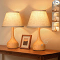 17” Touch Table Lamp for Bedroom Set of 2, 3-Way Dimmable Bedside Lamp for Nightstand, Rustic Metal Desk Lamp with Linen Shade for Living Room, Kids Reading, Dorm, Home Office Decor, Bulb Included