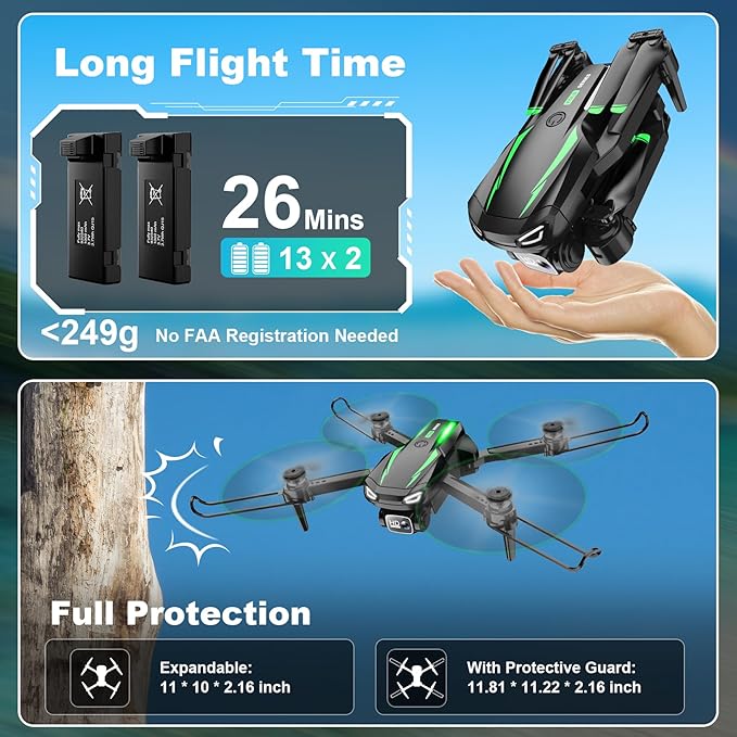 Drone with 1080P Camera, Foldable Remote Control Quadcopter for Adults Beginners, Mini Drone with Stable Hover, Waypoint Fly, 3D Flips, One Key Start, 2 Batteries, Easy to Fly Indoors & Outdoors