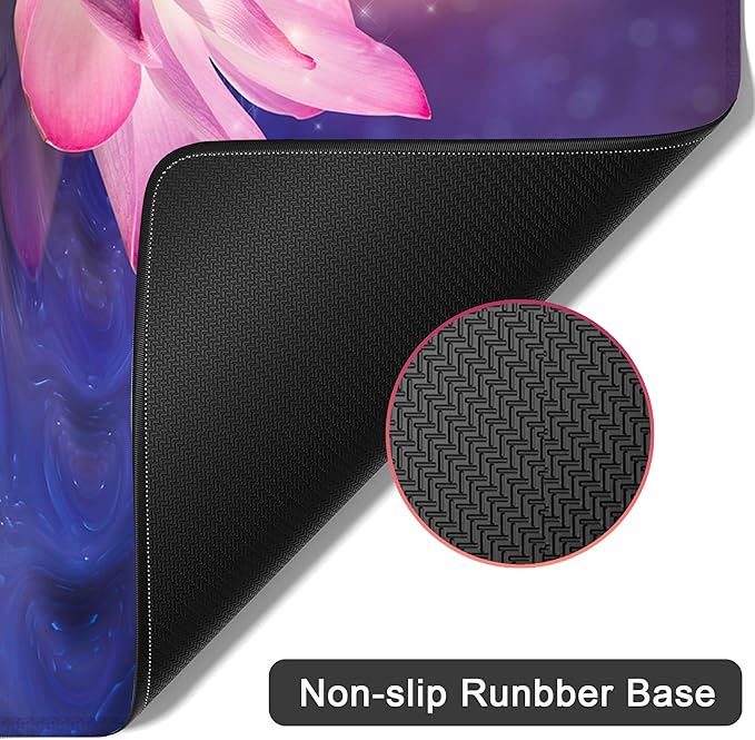 Desk Mat for Desktop,Extended Gaming Lotus Mouse Pad,Non-Slip Rubber Base Mousepad with Stitched Edges for Office Home Desk Decor,31.5X15.7 Inch