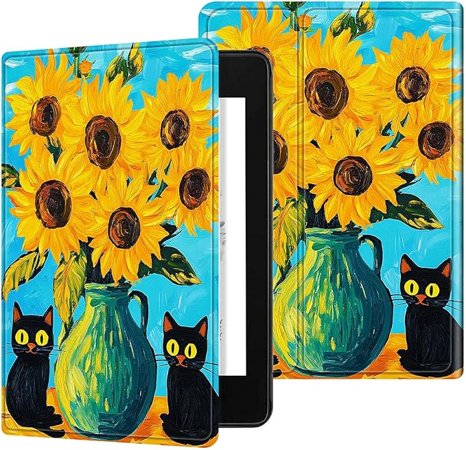 for All-New 6" Kindle 11th Generation 2024/2022 Release E-Reader Case, Slim Kickstand Stand Leather Smart Cover with Auto Wake/Sleep, Art Turtle