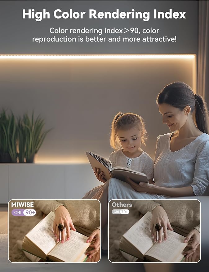 MIWISE LED Strip Lights,Super Bright 5V USB COB Tape Light 9.84ft/3m 2700K Warm White with Touch Dimmer Switch,CRI90+ Flexible Dimmable TV Backlights,for Mirrors,Under Cabinet,Home DIY Projects