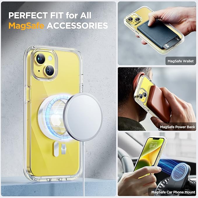 Miracase Glass Series Designed for iPhone 14 Plus Case 6.7 inch, 2023 Upgrade Full-Body Magnetic Clear Case with Built-in 9H Tempered Glass Screen Protector,Compatible with MagSafe,Clear